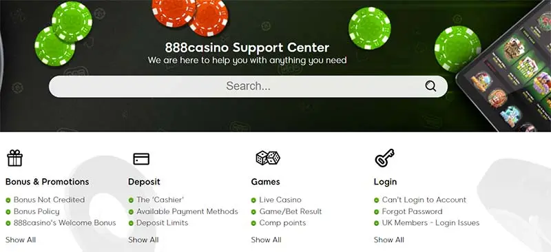 888 Casino Support