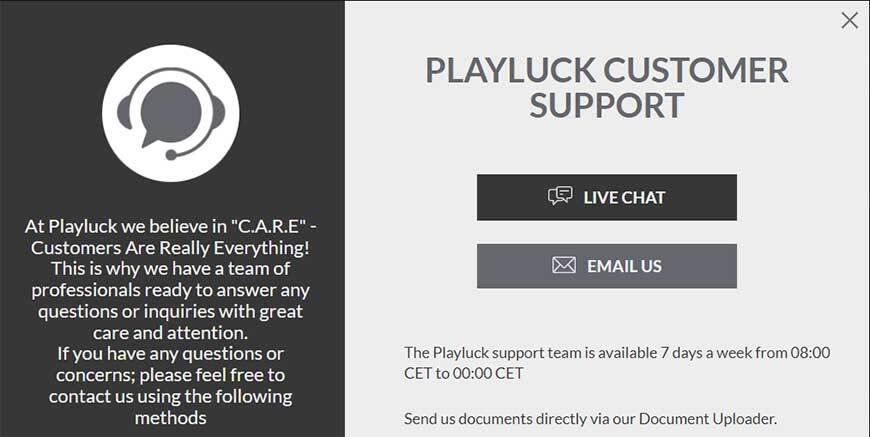 PlayLuck Customer Support
